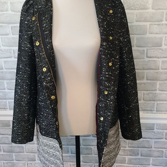 Banana Republic Women's Tweed Career Blazer Jacket Long Line Acadamia Small - Picture 10 of 11